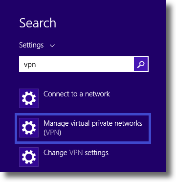 Windows 8.1 Search for VPN