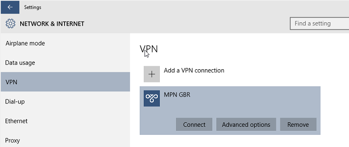 Windows 10 Connecting to VPN