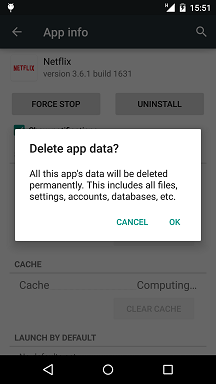 Android confirm clear App Data