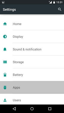 Android select App settings