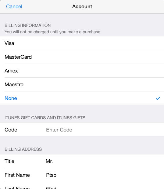 Linking your App Store account with a credit card