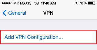 Adding a VPN configuration in iPhone