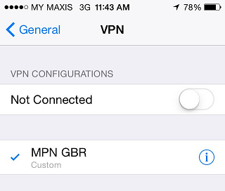 The VPN connection is now created and can be connected