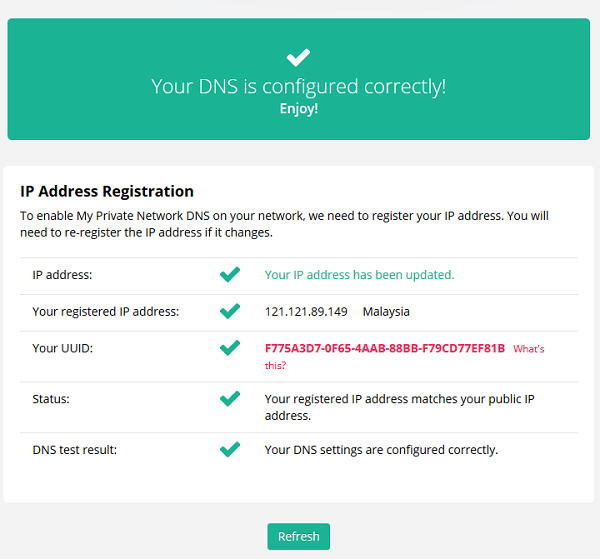 Confirm MyTelly Settings