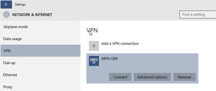 Connecting to the VPN on Windows 10