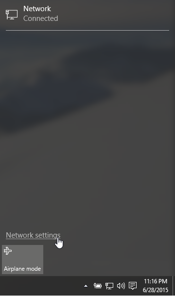 Windows 10 taskbar network icon
