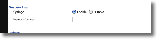 DDWRT Syslog Service settings