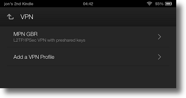 Kindle Fire HDX VPN profile