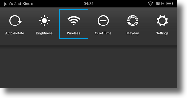 Kindle Fire HDX quick settings