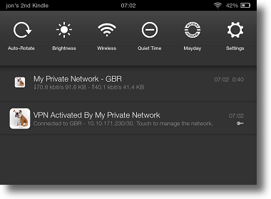 Kindle Fire HDX App VPN Status