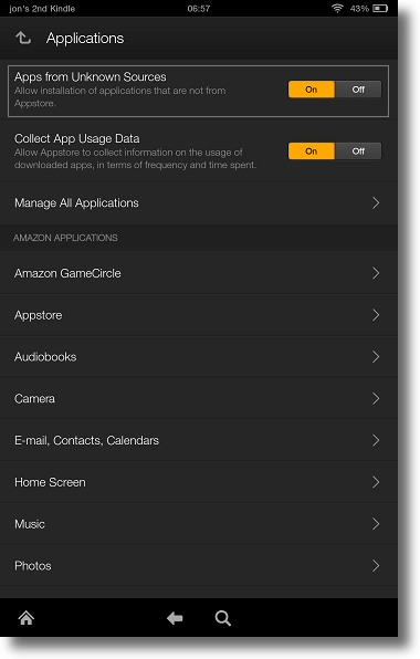 Kindle Fire HDX Unknown App Source On