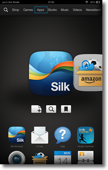 Kindle Fire HDX homescreen