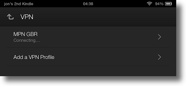 Kindle Fire HDX PPTP VPN connecting