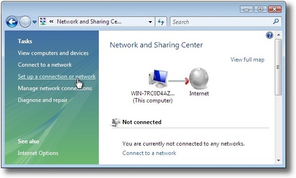 Microsoft Windows Vista PPTP setup vpn connection