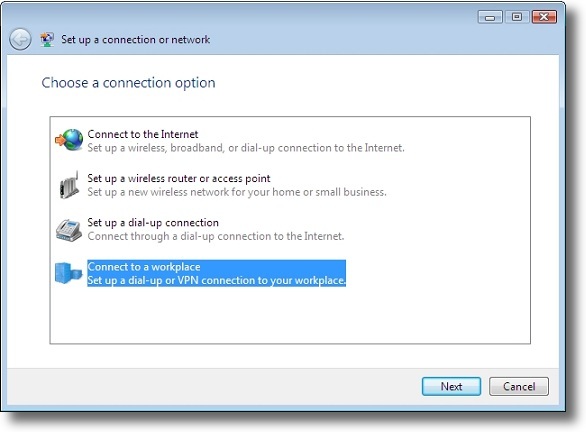 Setup Virtual Private Network Vista