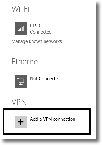 Add a new VPN connection in Windows