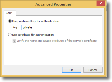 Key in the preshared key.