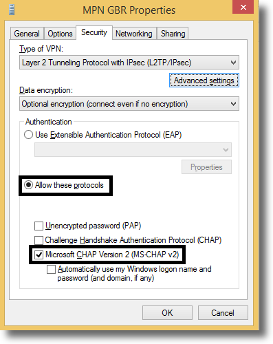 Set the VPN type as L2TP.