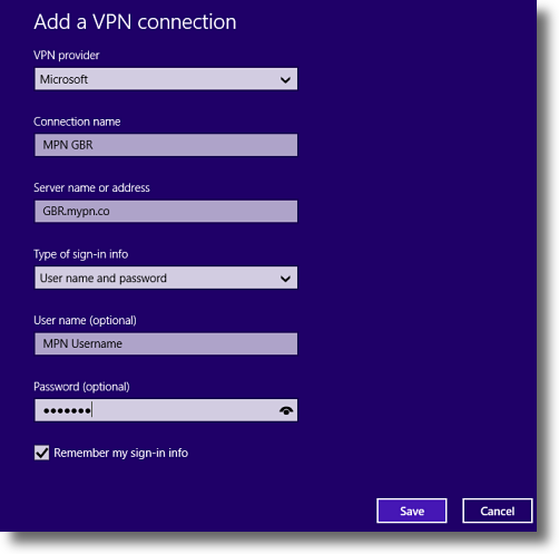 how to setup a vpn connection windows 8