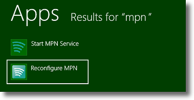 Windows 8.1 OpenVPN select reconfigure MPN app