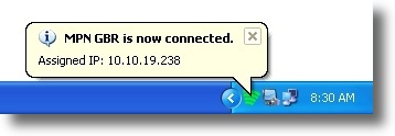 Microsoft Windows XP OpenVPN connected