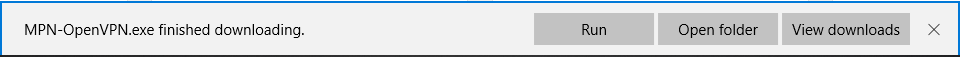 Windows 10 OpenVPN download via Edge browser Run notification