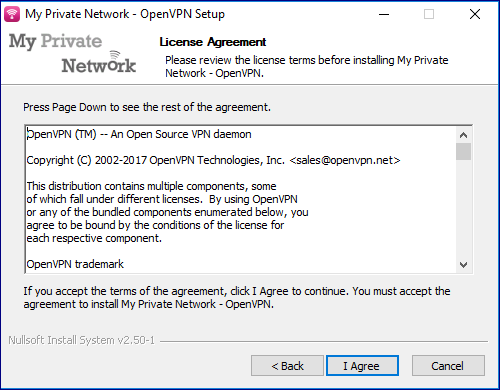 The License Terms displayed in the installer.