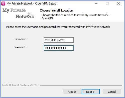 Enter your MPN VPN username and password