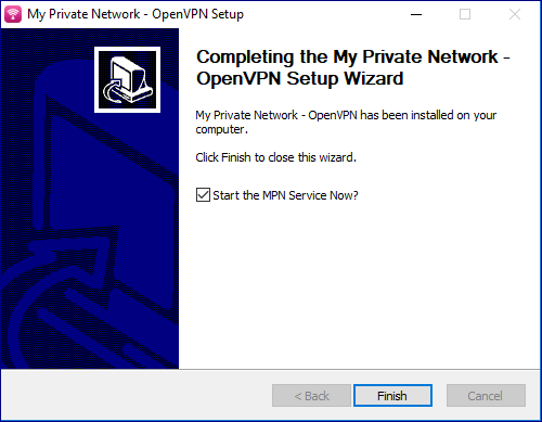 This is the final page of the OpenVPN installation.