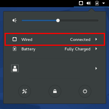 Fedora Network option in taskbar