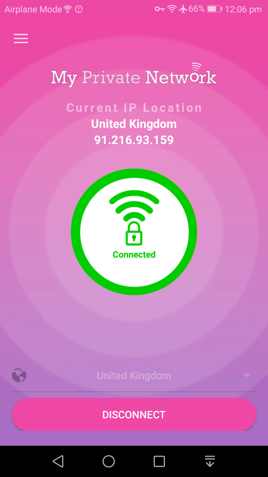 My Private Network Android VPN App Connected to the server successfully
