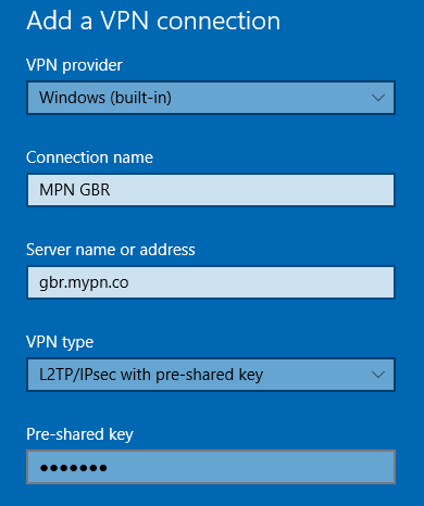 Windows 10 how to add L2TP VPN