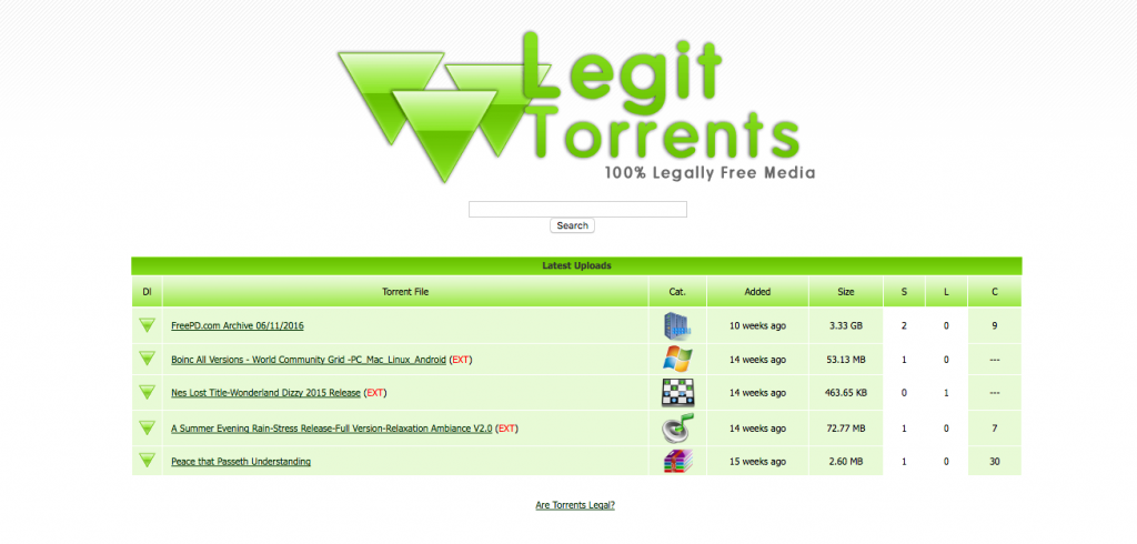 Legit Torrents Homepage