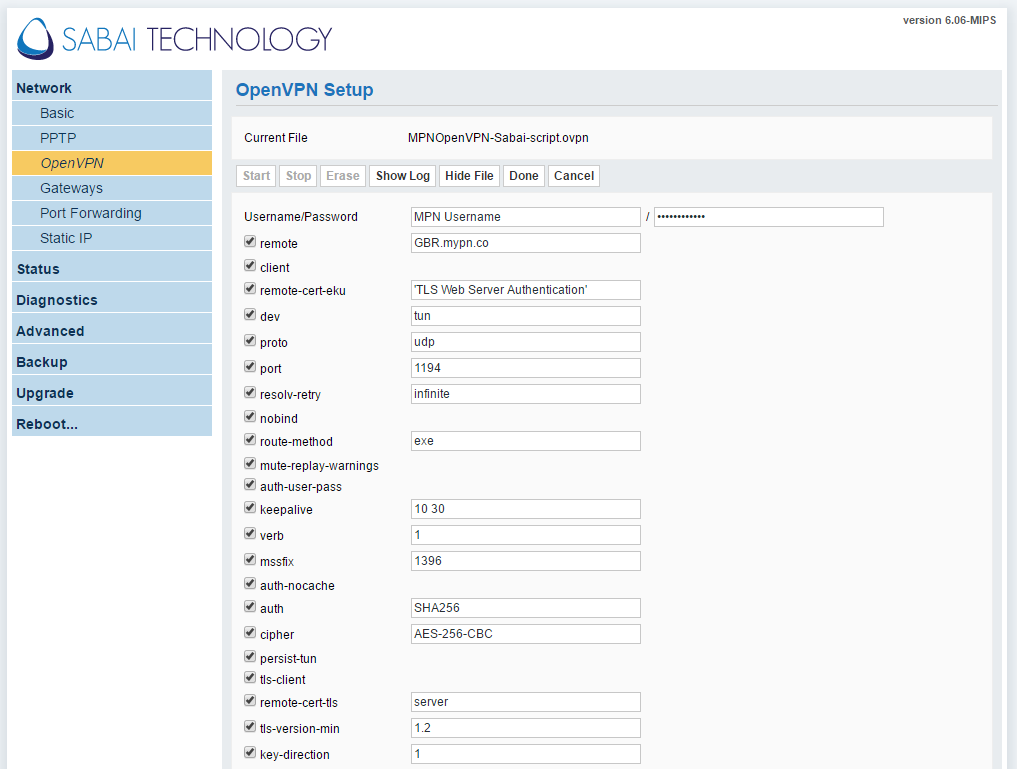 sabai-router-openvpn-settings