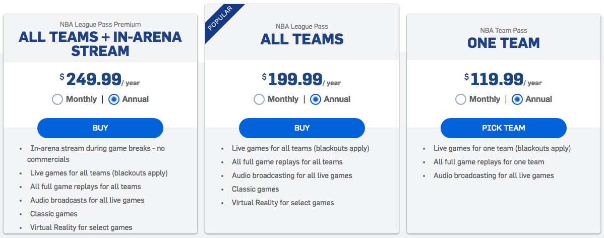 nhl league pass price