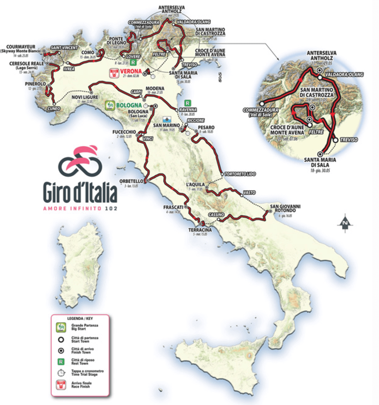 Giro d'Italia Map 2019